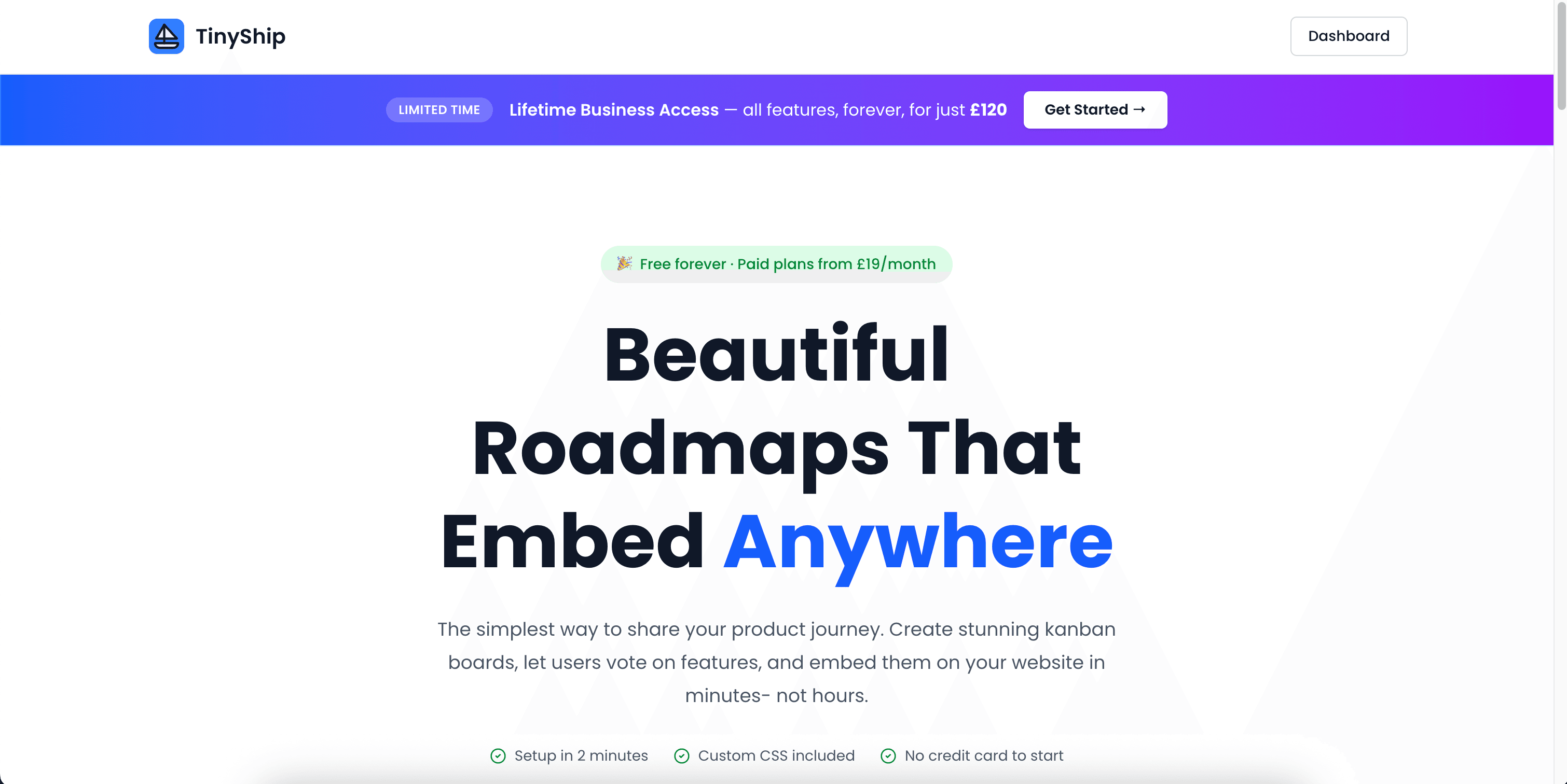 TinyShip - A digital product built by RusbyDigital showcasing modern web development